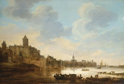 Város a folyó partján, komppal, 1648 alkotó: Jan Josephsz van Goyen