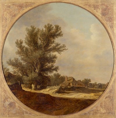 Tölgyfa egy vidéki sávban utazókkal alkotó: Jan Josephsz van Goyen
