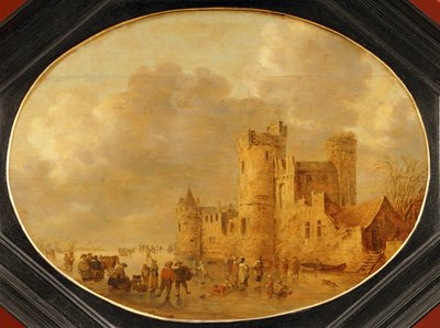Korcsolyázók egy középkori vár előtt ... alkotó: Jan Josephsz van Goyen