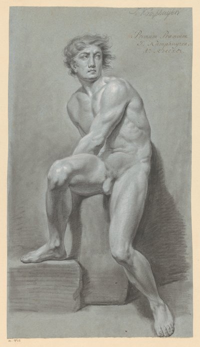 Ülő férfi akt, elölről nézve (1. díj 1791) alkotó: Jan Kamphuijsen
