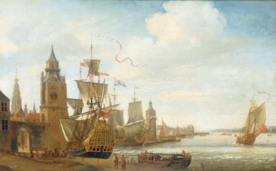 Capriccio Antwerpen kikötőjének motívumaival alkotó: Jan Karel Donatus van Beecq