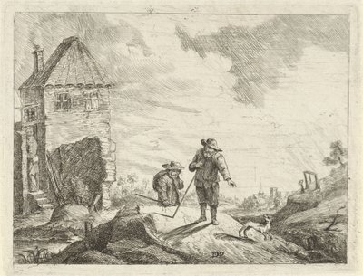 Két farmer kutyával az országúton alkotó: Jan Lauwryn Krafft (I) (possibly)