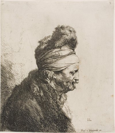 Egy keleti férfi mellszobra jobbra néz alkotó: Jan Lievens