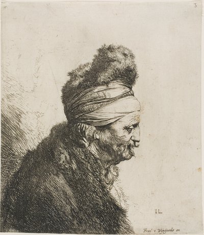 Egy keleti férfi mellszobra jobbra néz alkotó: Jan Lievens