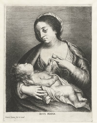 Mária gyermekkel és körtével Iesvs Maria (cím a tárgyon) alkotó: Jan Lievens