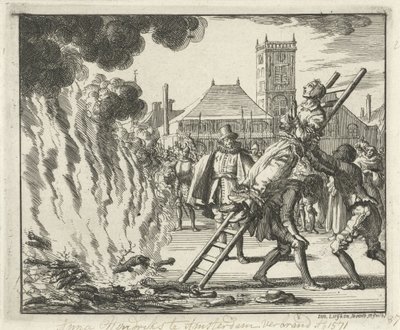 Anneken Hendriks, létrára kötve, Amszterdamban égett, 1571, 1685 alkotó: Jan Luyken