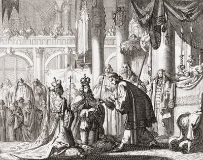 Vilmos király és II. Mária királyné koronázása április 11 alkotó: Jan Luyken