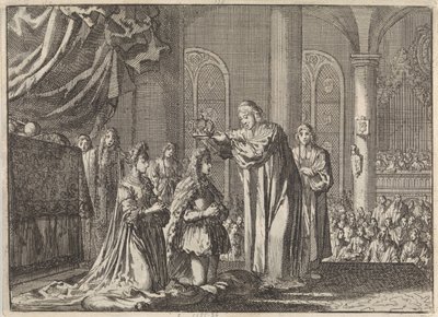 III. Vilmos és II. Stuart Mária megkoronázása Canterbury érseke által, 1689 alkotó: Jan Luyken