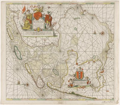 A Zuiderzee és a Waddenzee térképe Paskaarte a Zuyder Zee-ről (cím a tárgyon) alkotó: Jan Luyken