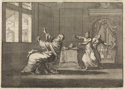 XII. Ince pápa nem sokkal megválasztása után, 1691-ben hanyatt esik a Quirinal ablakából. alkotó: Jan Luyken