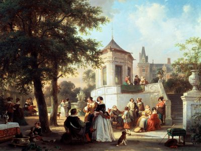 A kerti parti 1854. Peinture de Jan Michiel Ruyten (1813-1881 belga) Collection privee alkotó: Jan M. Ruyten