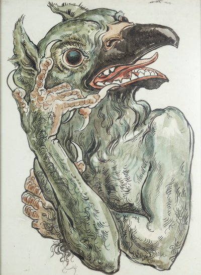 A Szent Mária-templom polikromiájához készült karton – Madárfejű ördög alkotó: Jan Matejko