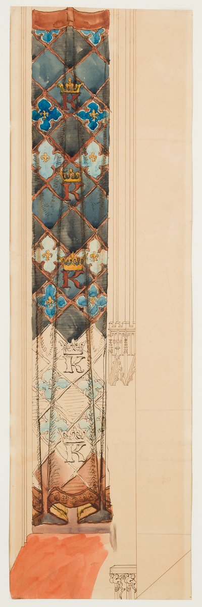 Kartonskizze für die Polychromie der Marienkirche - Fries mit geometrischem Muster alkotó: Jan Matejko