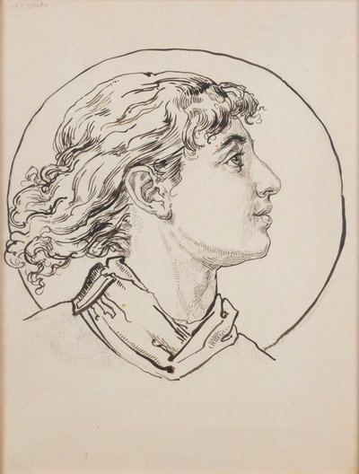 A Szent Mária-templom polikrómiájához készült karton – Angyalfej alkotó: Jan Matejko