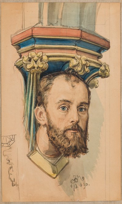 A Szent Mária-templom polikrómiájához készült karton – Férfi fej alakú konzol (T. Stryjeński portréja) alkotó: Jan Matejko