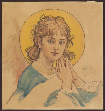 Angyal mellszobor, a krakkói Szent Mária-templom számára készült polikromia-terv alkotó: Jan Matejko