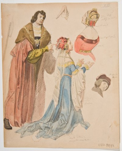Studien von Figuren aus den Altarbildern von Hans Süß von Kulmbach alkotó: Jan Matejko