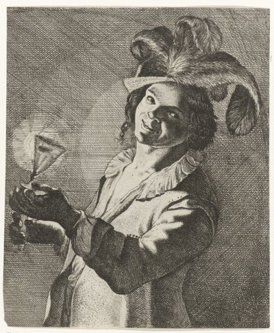 Mosolygó fiú egy pohárral a kezében alkotó: Jan Matham (possibly)