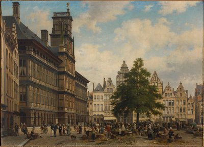 A Grote Markt a szabadságfával, 1875. alkotó: Jan Michiel Ruyten
