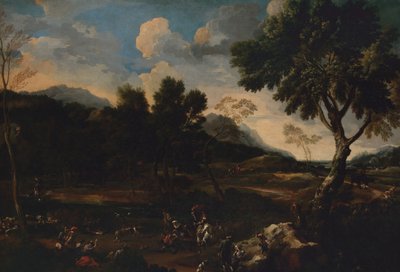 Táj két kos csatájával, kb. 1640. alkotó: Jan Miel