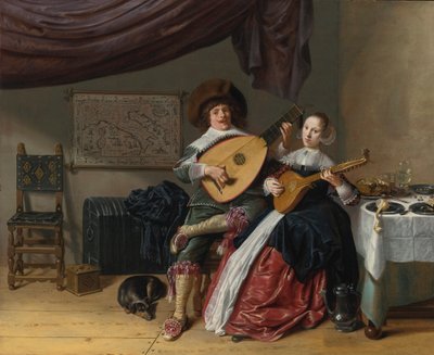 A DUETT:  A MŰVÉSZ ÖNARCKÉPE FELESÉGÉVEL, JUDITH LEYSTERREL, VALÓSZÍNŰLEG HÁZASSÁGI PORTRÉJUK alkotó: Jan Miense Molenaer
