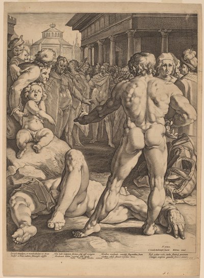 Ulysses és Irus harca alkotó: Jan Muller, after Cornelis Cornelisz van Haarlem