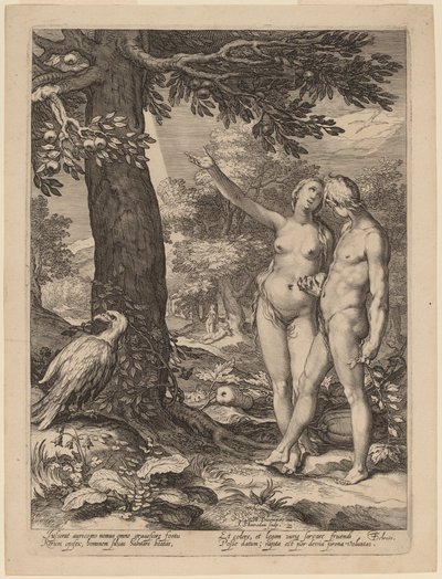 Ádám és Éva a tudás fája előtt alkotó: Jan Pietersz Saenredam after Abraham Bloemaert
