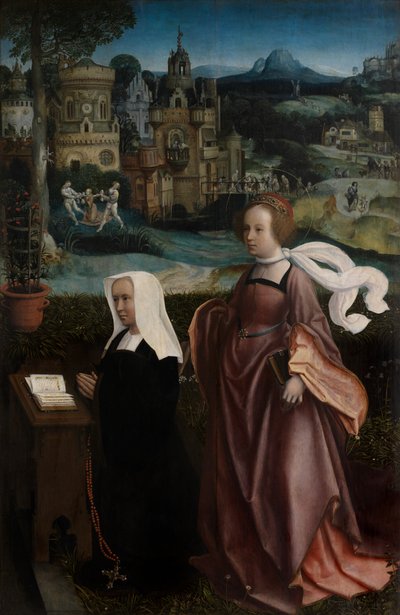 Részlet a donorról Szent Miklóssal és az adományozó feleségéről Szent Godelivával, 1515-21 körül (olaj, tábla) alkotó: Jan Provoost