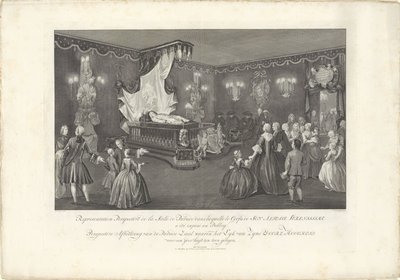 Szoba IV. Vilmos herceg fenségével, 1751 Representation Perspective de la Salle de Parade (...) Perspektíva A felvonulási terem képe, amelyben a Lyk van Zyne Doorl. Egy yder fensége ki volt állítva (cím az objektumon) Lebegő ágy, W alkotó: Jan Punt