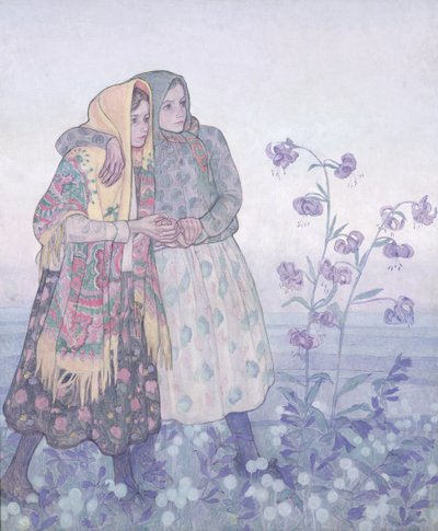 Lengyel felvidéki nők körmenete, 1910 körül (tempera, vászon) alkotó: Jan Rembowski