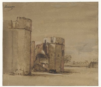 Kilátás a Honingen kastélyra Rotterdam közelében alkotó: Jan Ruyscher (attributed to)