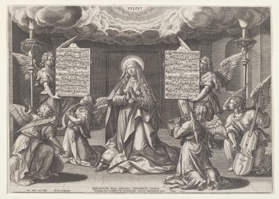 Magnificat: A Szűz muzsikáló angyalokkal körülvéve alkotó: Jan Sadeler I, after Maarten de Vos