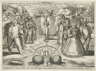 Mértékletesség a megszemélyesített bűnökkel Est modus.in.rebus. sunt. certi.de: (...) (cím az objektumon) alkotó: Jan Snellinck (I) (attributed to)