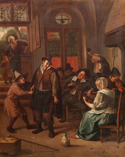 holland: Vidám társaság egy belső térben A kocsma jelenete alkotó: Jan Steen