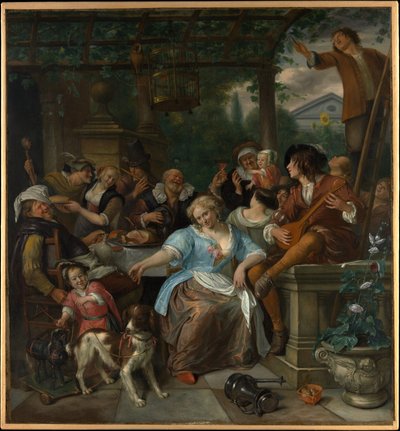 Vidám társaság egy teraszon alkotó: Jan Steen