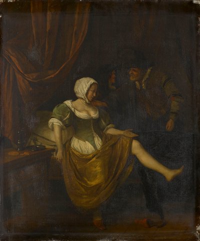 Jelenet egy bordélyházban, ahol egy öregember pénzt ad egy lánynak alkotó: Jan Steen
