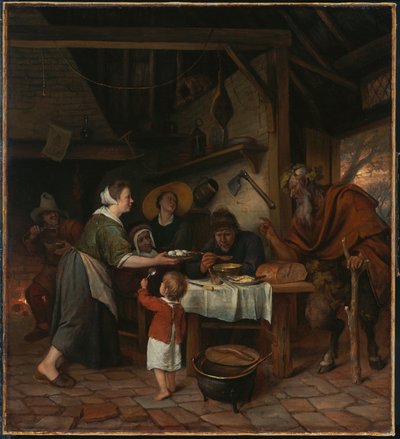A szatír és a parasztcsalád alkotó: Jan Steen