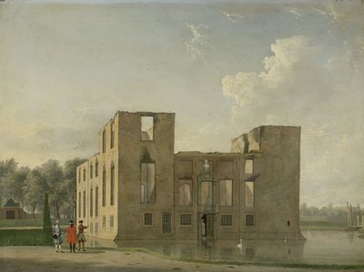 A heemstedei Berckenrode-kastély hátulnézete a tűzvész után Berkenrode kastély, Heemstede, az 1747. május 4-5-i tűzvész után: Hátulnézet alkotó: Jan Ten Compe
