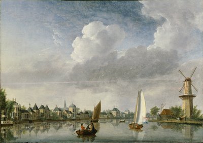 A Spaarne folyó Haarlemben, 1750. alkotó: Jan Ten Compe