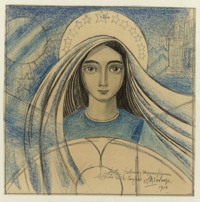Női fej részletterve az 1924. július 22-27-én Amszterdamban tartott Nemzetközi Eucharisztikus Kongresszus plakátjához alkotó: Jan Toorop