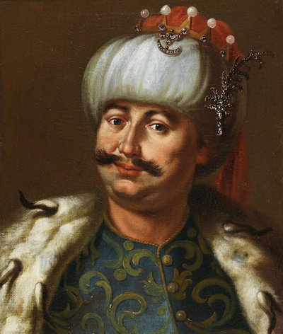 III. Sobieski János lengyel király oszmán szultánnak öltözött. alkotó: Jan Tricius