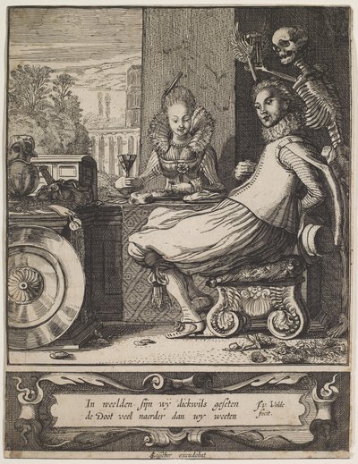 A halál meglep egy párt, 1618-20 körül (metszet és metszet) alkotó: Jan Van de II Velde