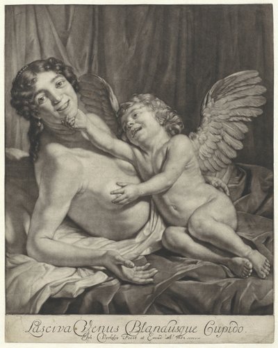 Venus en Amor Buja Vénusz és Szelíd Ámor (cím a tárgyon) alkotó: Jan Verkolje (I)