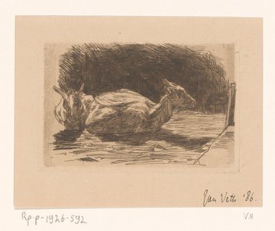 Két kecske alkotó: Jan Veth (signed by artist)