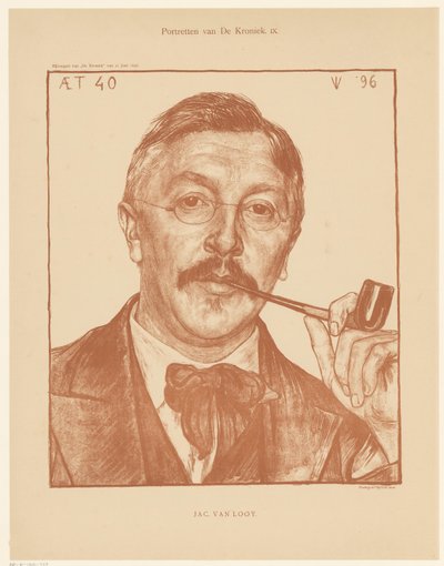 Jac van Looij portréja De Kroniek portréi (a sorozat címe a tárgyon) alkotó: Jan Veth