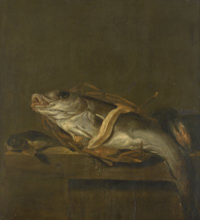 Csendélet foltos tőkehallal és gurnarddal alkotó: Jan Vonck