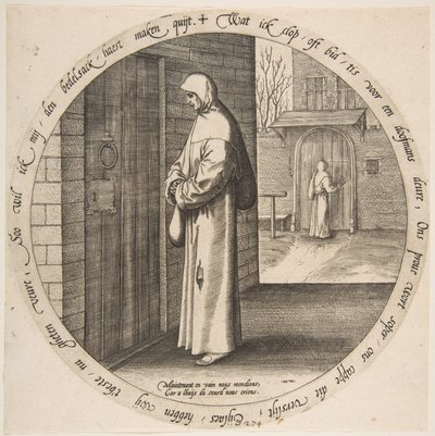 Hiába könyörög a siketek ajtajában, a tizenkét flamand közmondásból, kb. 1568. alkotó: Jan Wierix