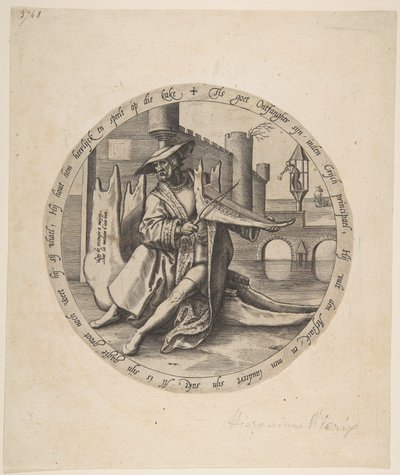 Az állcsonton hegedűlő gazdag ember, kb. 1568. alkotó: Jan Wierix