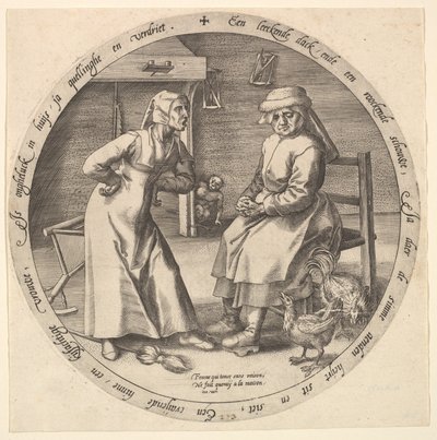 A szidó nő és a kacarászó tyúk, kb. 1568. alkotó: Jan Wierix