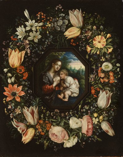 Madonna és gyermek virágfüzérben, 1625 körül (olaj, réz) alkotó: Jan and Balen, Hendrik van Brueghel